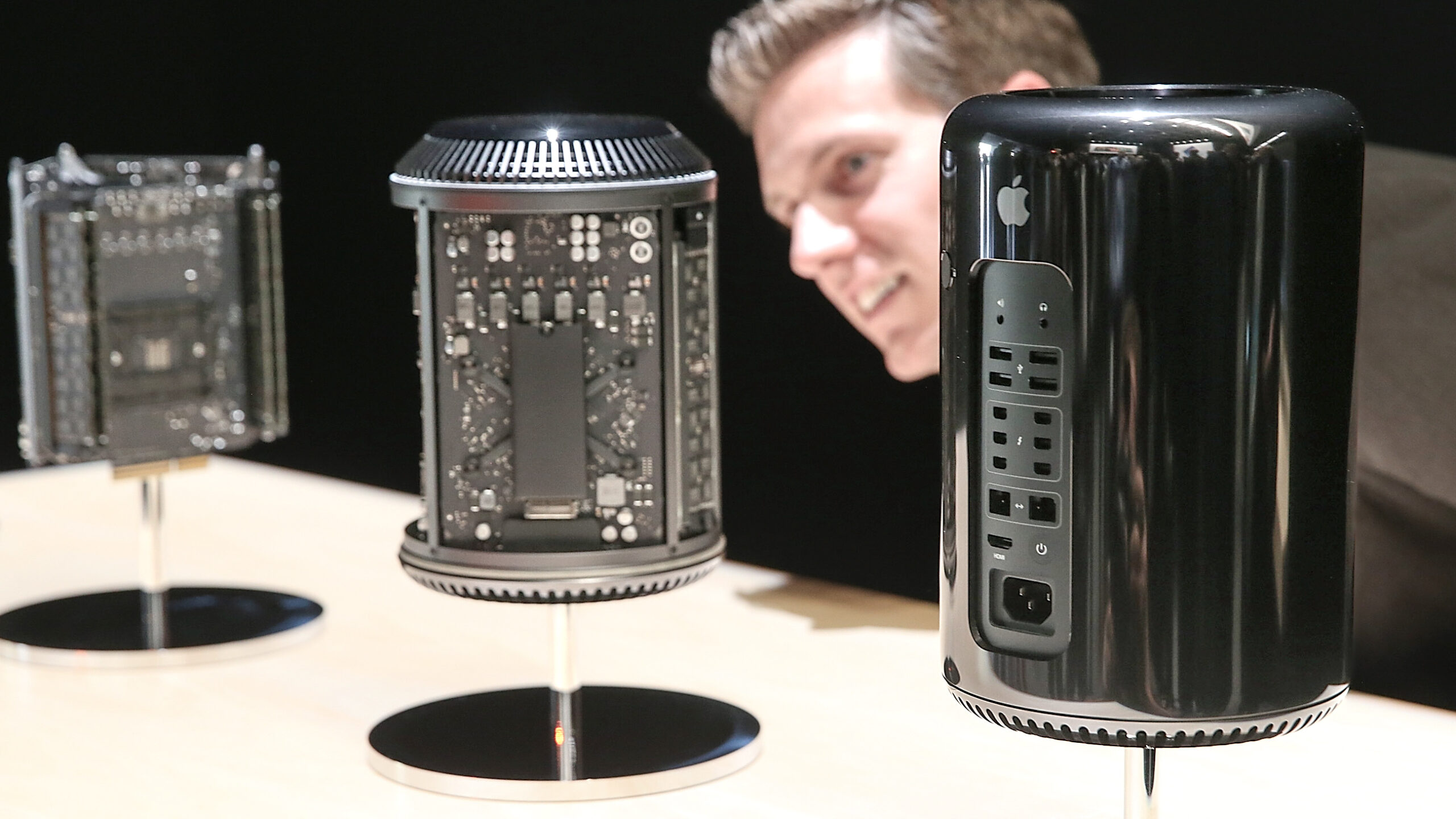 Mac Pro "trashcan" redesign shown at it's launch in 2012