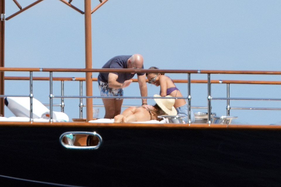 Jeff Bezos and Lauren Sanchez on a yacht.
