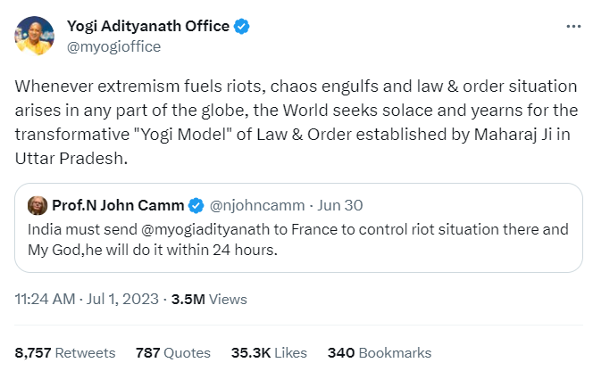 Uttar Pradesh CM Yogi Adityanath's office responding to the tweet Uttar Pradesh CM Yogi Adityanath's office responding to the tweet