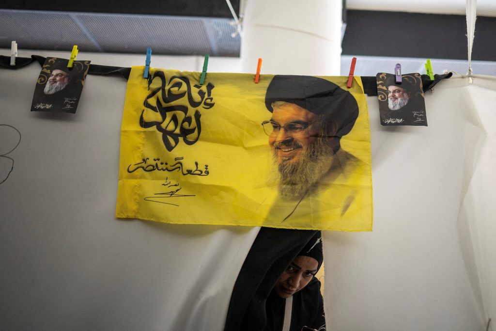 Displaced people in their temporary shelter in Beirut