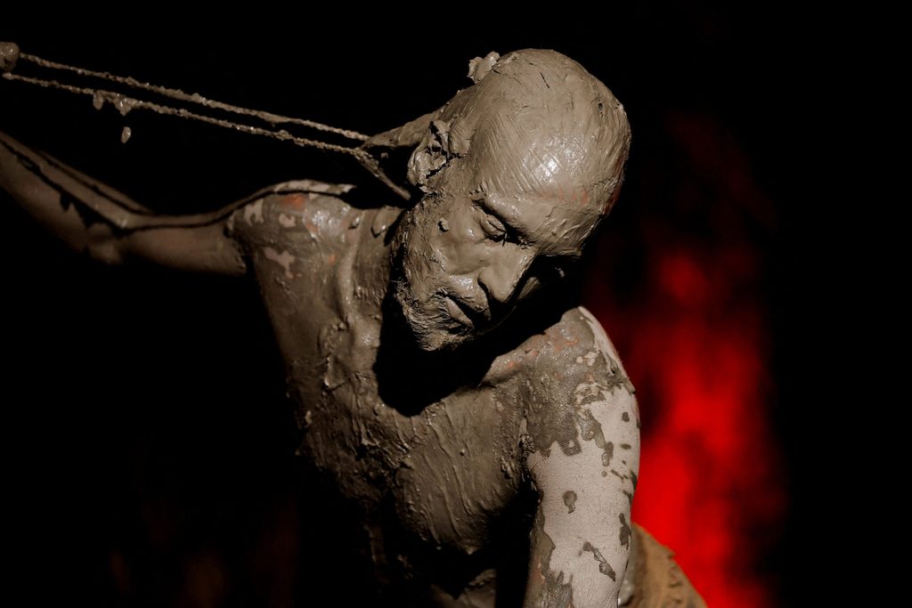 Greek artist Myrgon presents a ritualistic performance during Malta International Arts Festival in Valletta