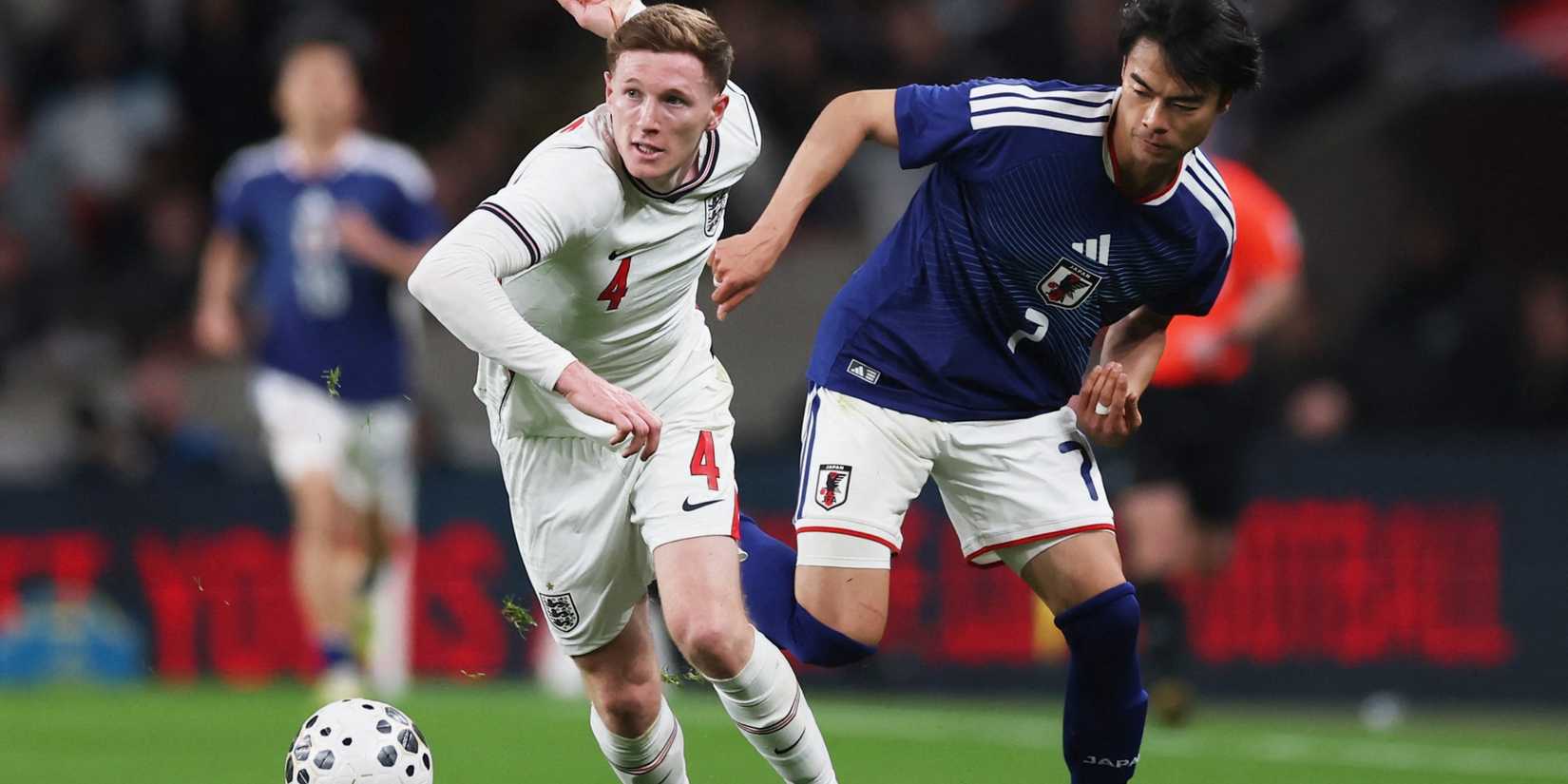 Elliot Anderson in action for England vs Japan