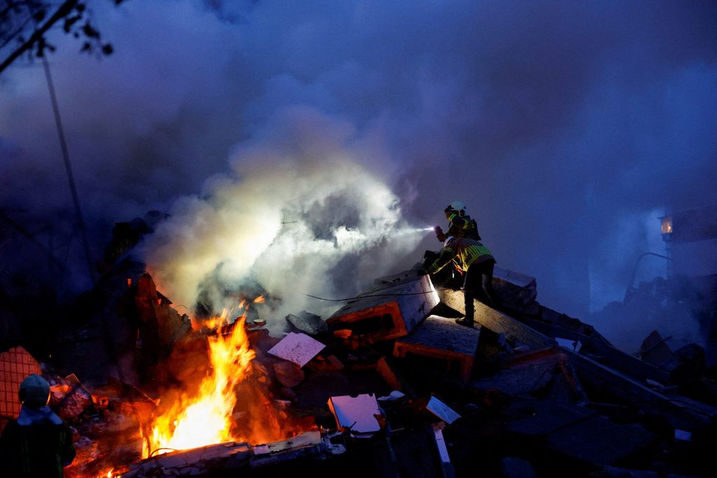 Aftermath of Russian missile and drone strikes, in Kyiv