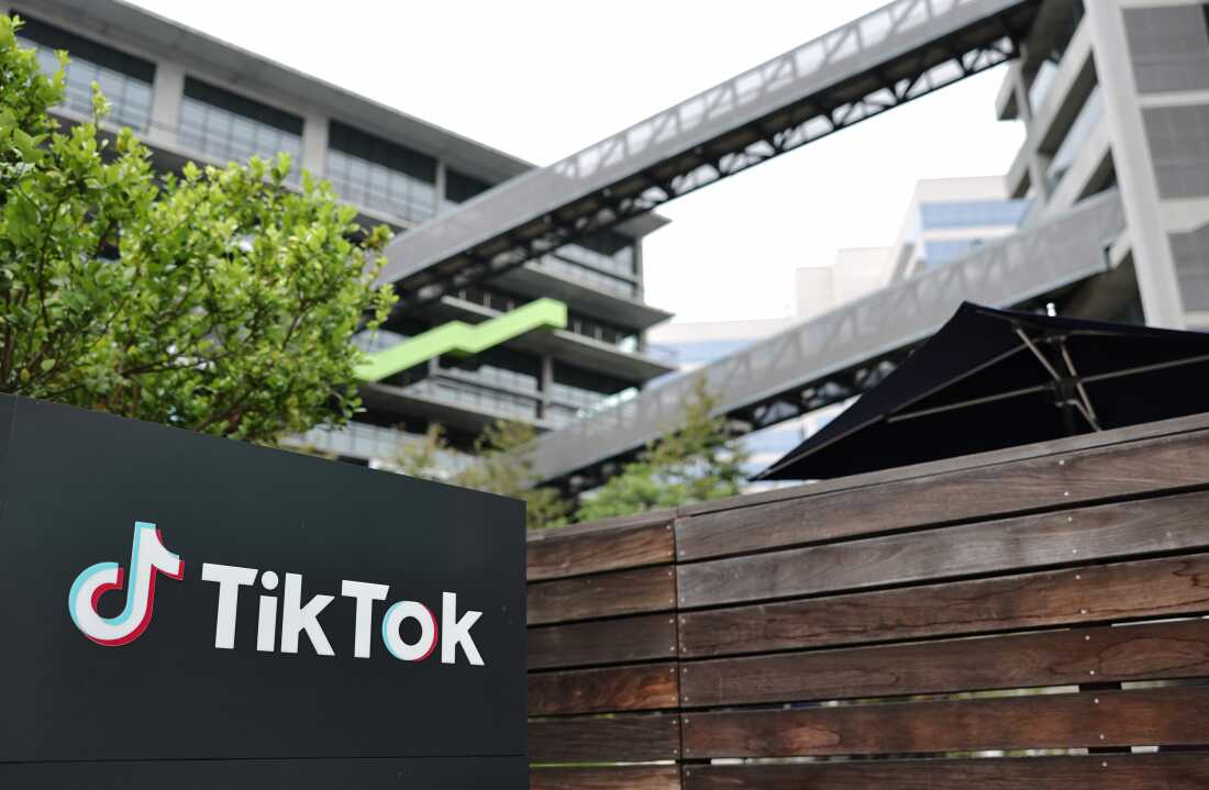 The TikTok logo is displayed outside a TikTok office in Culver City, Calif after President Trump has signed an executive order approving the sale of TikTok’s U.S. business to a consortium of U.S. buyers, including his political allies.