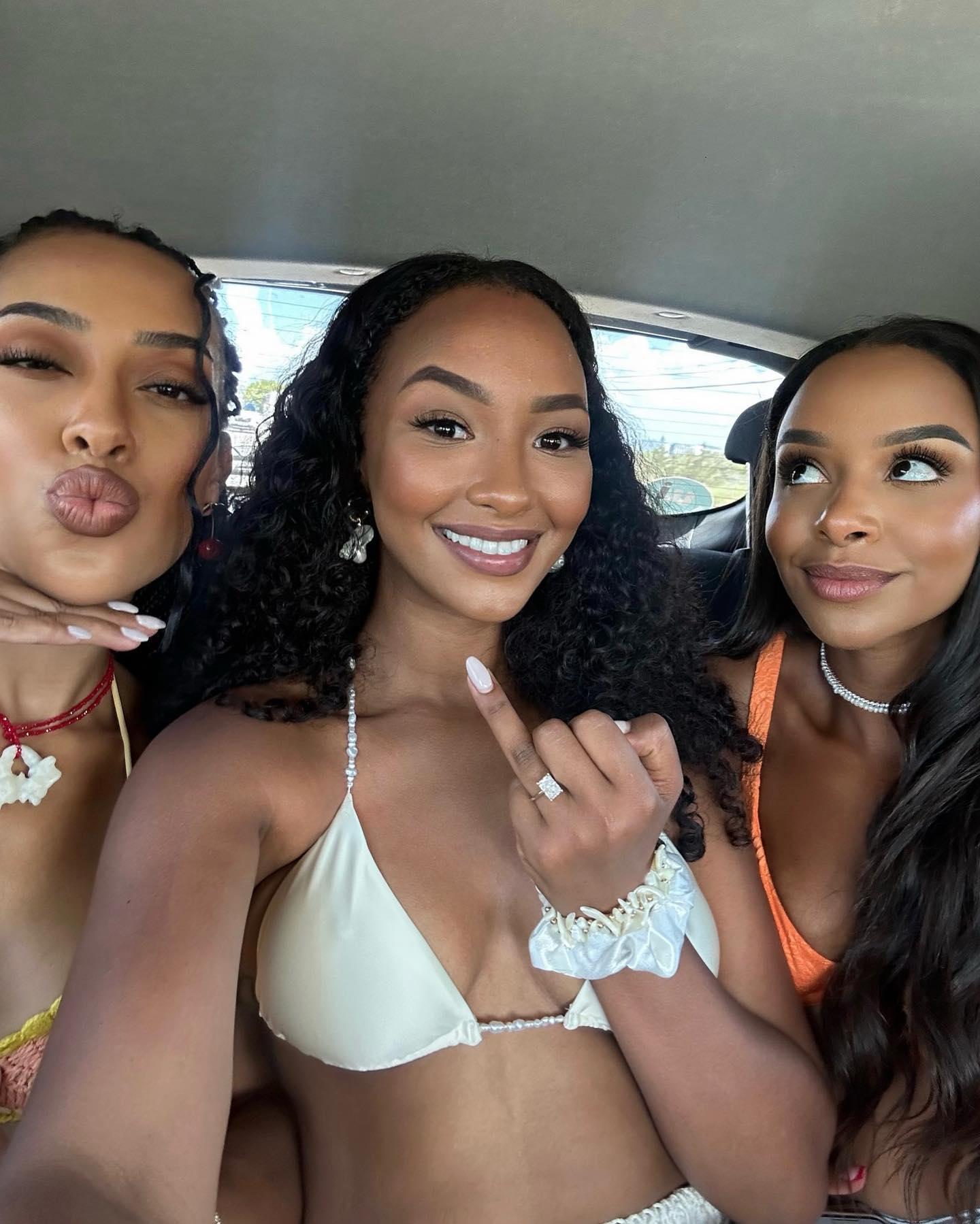 Naomi Schiff showed off her engagement ring in a bridal bikini while on her hen weekend